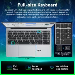 EYY 15.6" Laptop, Celeron N4000, 8GB RAM 256GB SSD, Full HD 1080P Display, Dual-Band WiFi, Mini HDMI, Lightweight Slim Silver Notebook for Business, School, Home