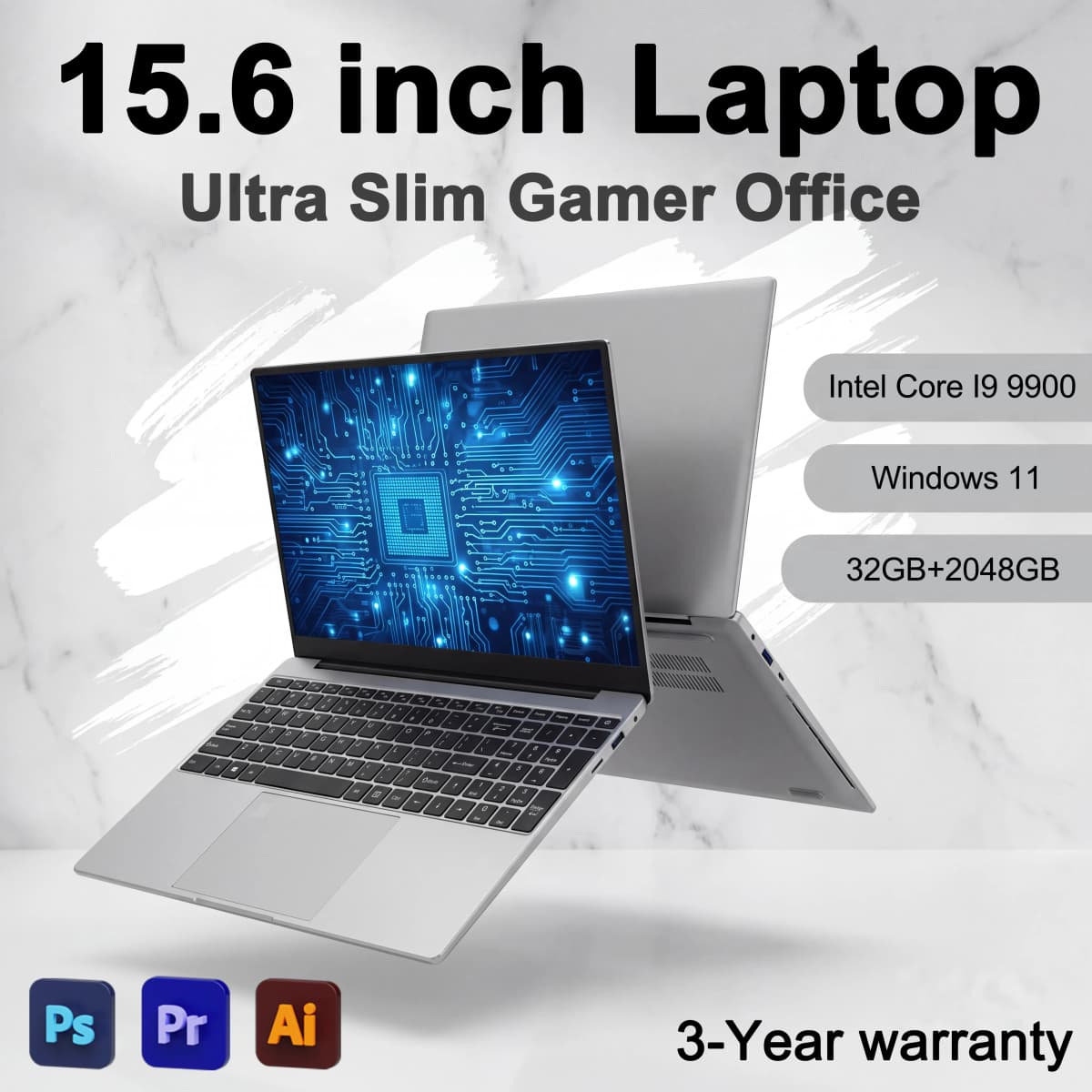 New computer portable LENO 15,6 inches, Processor Intel Core i9-9900, 32 GB RAM, 2 TB SSD, screen FHD 1920*1080, PC game ultra fine, Windows 11 Pro, computer desk portable for players