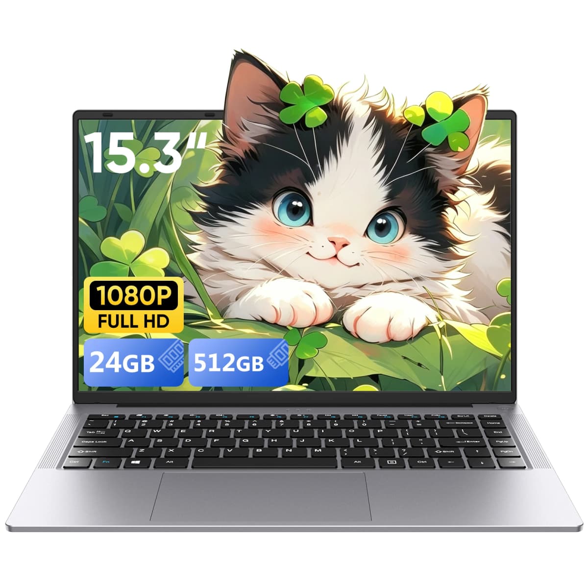 HYPERSTRIX Laptop Computer, 15.3" FHD IPS 100% SRGB, Intel Core I5 (Up to 3.6GHz), 24GB RAM 512GB SSD, Silver – Business & Student Notebook PC