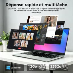 Laptop Laptop 12 GB DDR4 RAM 256 Go SSD Processor Celero N3710 mAh screen IPS ° PC Portable Win 11 Laptop WiFi 5 for Desk studies numeric keypad for home studies and the work laptop with HD screen