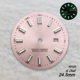 24.5mm S Logo Sunray Dial Fit NH05 Japan Movement Green Luminous High Quality Watch Modification Accessories