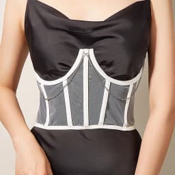 Punk Metal Chain Black White Pink Corset Goth Sexy High Waist Tops Bustiers Harajuku Vintage Mesh See Through Cummerbunds