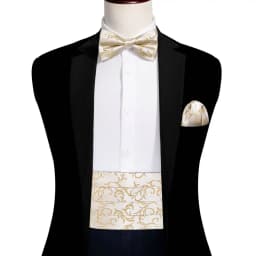 Navy Blue Cummerbund Men Silk Bowtie Pocket Square Cufflinks Sets Classic Paisley Male Accessories Wedding Party Barry.Wang 1031