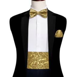 Navy Blue Cummerbund Men Silk Bowtie Pocket Square Cufflinks Sets Classic Paisley Male Accessories Wedding Party Barry.Wang 1031