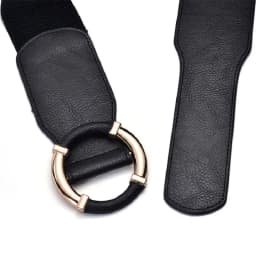 Women's Elastic Belt Corset Women Waist Belts Trend Gold Circle Buckle Waistband High Quality Stretch Wide Black Belt DT072
