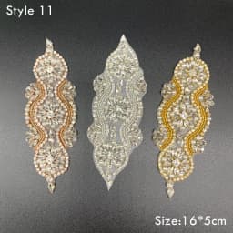JLZXSY Handmade Custom Crystal Bridal Applique Iron on Hot Fix Rhinestone Applique Patch DIY for Wedding Dress Cloth Accessories