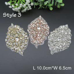JLZXSY Handmade Custom Crystal Bridal Applique Iron on Hot Fix Rhinestone Applique Patch DIY for Wedding Dress Cloth Accessories