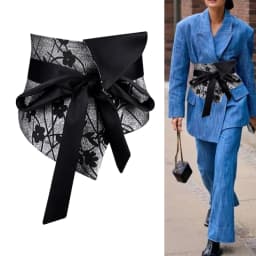 Vintage Opulent Jacquard Brocade Belt Women Oversized Bow-Tie Wide Cinch - Chic Belt for Pants Dress Layering Luxury Essential
