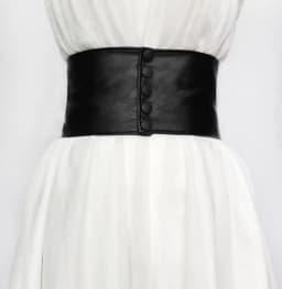 Women's runway fashion black leather elastic Cummerbunds female Dress Corsets Waistband Belts decoration wide belt R808