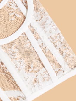 Women Floral Lace Corset Belt Adjustable Tie Back Decorative Bustier Lace Up Underbust Wide Belt Sexy Bandage Tops