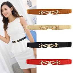 Fashion Elastic Waistband Elegant Cummerbund Women Dress Buckle Belt Strap Waist
