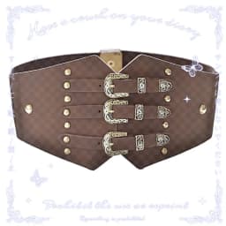 Japanese Harajuku Gothic Punk Wide Waistband Hardcore Girl Retro Pattern Versatile Studded Lacing
