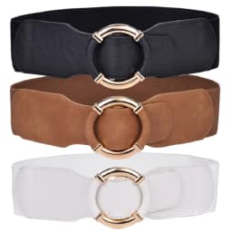 Women's Elastic Belt Corset Women Waist Belts Trend Gold Circle Buckle Waistband High Quality Stretch Wide Black Belt DT072