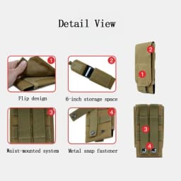 1Pc Outdoor Molle System Tactical Camouflage Mini Nylon Waist Pack 6in Phone Holder Sport Waist Bag Outdoor Sports Phone Bag