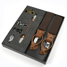 Deepeel 1Set 3.5*125cm Business Men Suspender Luxury Multi-set Suit 3/6 Clips Work Suspenders DIY Leather Elastic Male Jockstrap