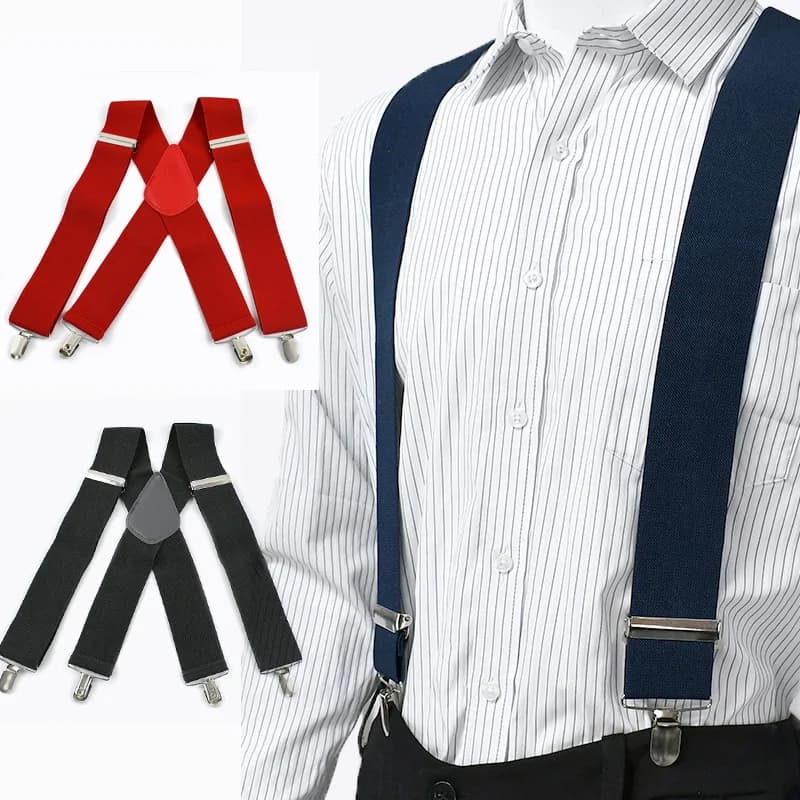 1Pc 5cm Wide Adult Men's Suspender X-Type 4 Clips Adjust Strap Elastic Braces Men Harness Man Suspenders Accessories for Pants