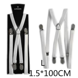 4 Clips On 1.5CM Wide Men Suspenders Women Elastic Adjustable Adult Braces Suspender Kids Children Boys Girls Accessories