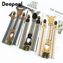 1Pc Deepeel 2/2.5*120cm Retro Mens Suspenders Unisex 4 Clips Y-Type Stripe Elastic Strap Braces Casual Accessory Male Jockstrap