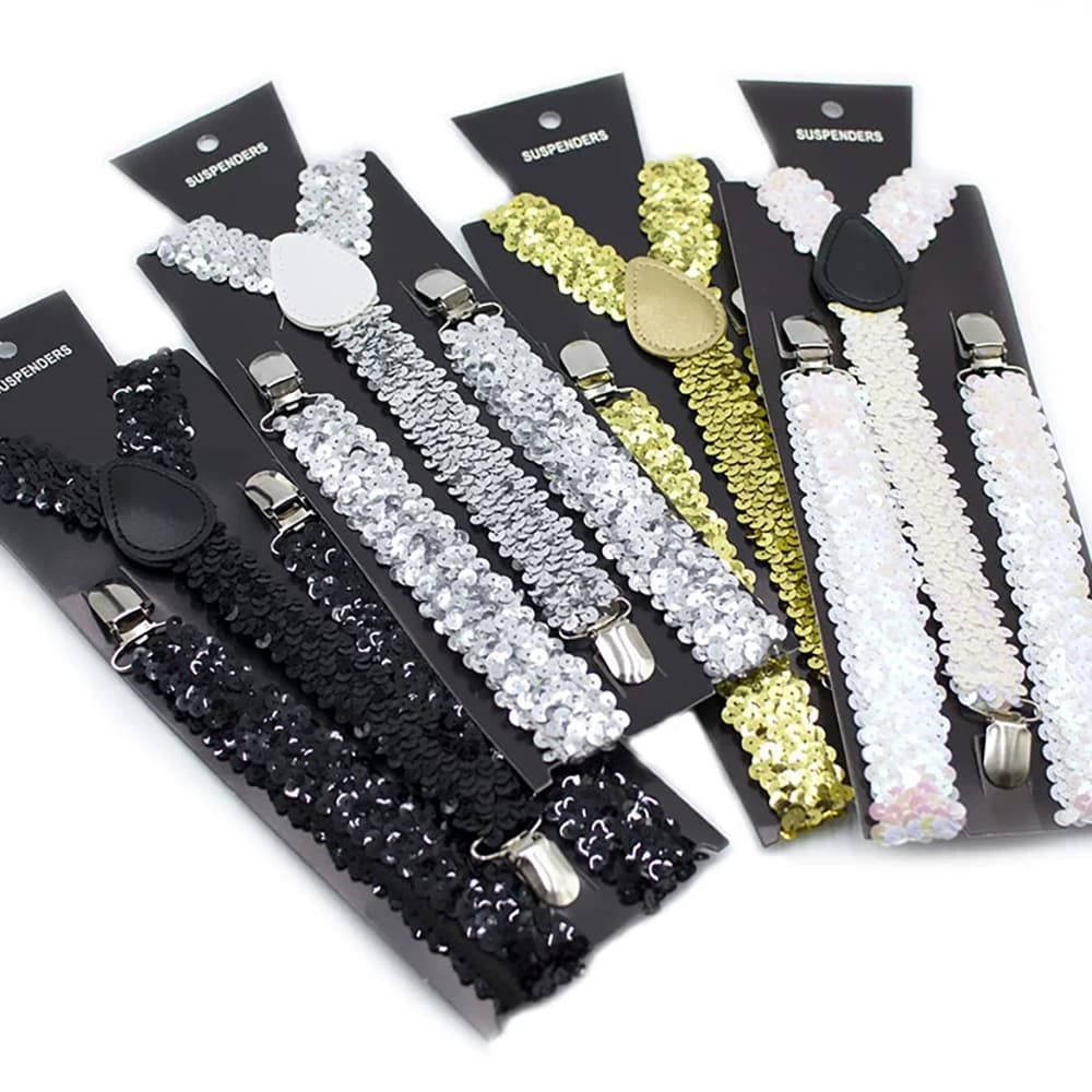 Shinning Sequin Suspenders For Men Woman Adjustable Y-back Elastic Strap Party Stage Performances Sequins Suspenders Decoration
