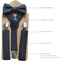 Adjustable Elastic Suspenders Bow Tie Sets for Kids Children Boys Girls Wedding Party Event Y-Back Polka Dot Braces Belt Bowtie