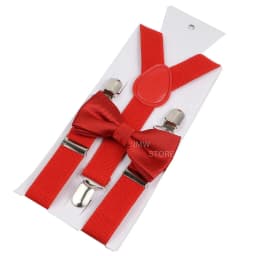 Elastic Leather Suspenders Bowtie Set Braces Men Women Brown Adjustable Braces Straps For Wedding Y-Back Shirt Accessories