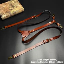 2*125cm Vintage Genuine Leather Man Suspenders 4-Hook Y-Back Adjustable Suspenders GUCUANNVIC Suspenders Pants Women Braces