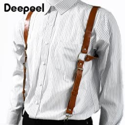 Deepeel Adult Men's Suspenders Faux Leather Goth Men Suspender Adjustable Shoulder Strap Braces Harness Man Belt Accessories