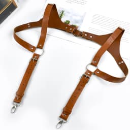 Deepeel Adult Men's Suspenders Faux Leather Goth Men Suspender Adjustable Shoulder Strap Braces Harness Man Belt Accessories