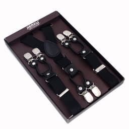 New Suspenders Black Leather 6 Clips Braces Male Vintage Adult Suspensorio Trousers Strap Father/Husband's Gift 2.5*120cm