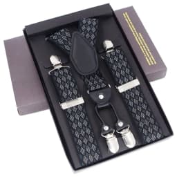 Man Suspenders 4 Clips Braces Black Leather Suspenders Adjustable Belt Strap Trousers Suspensorio Father Gifts Ligas