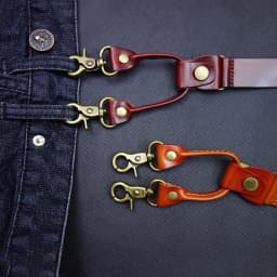 2.4*145CM Vintage Leather Men's Suspenders 4-Hook Y-Back Suspenders For Men's Pants Braces Man Women Men's Slip Suspender
