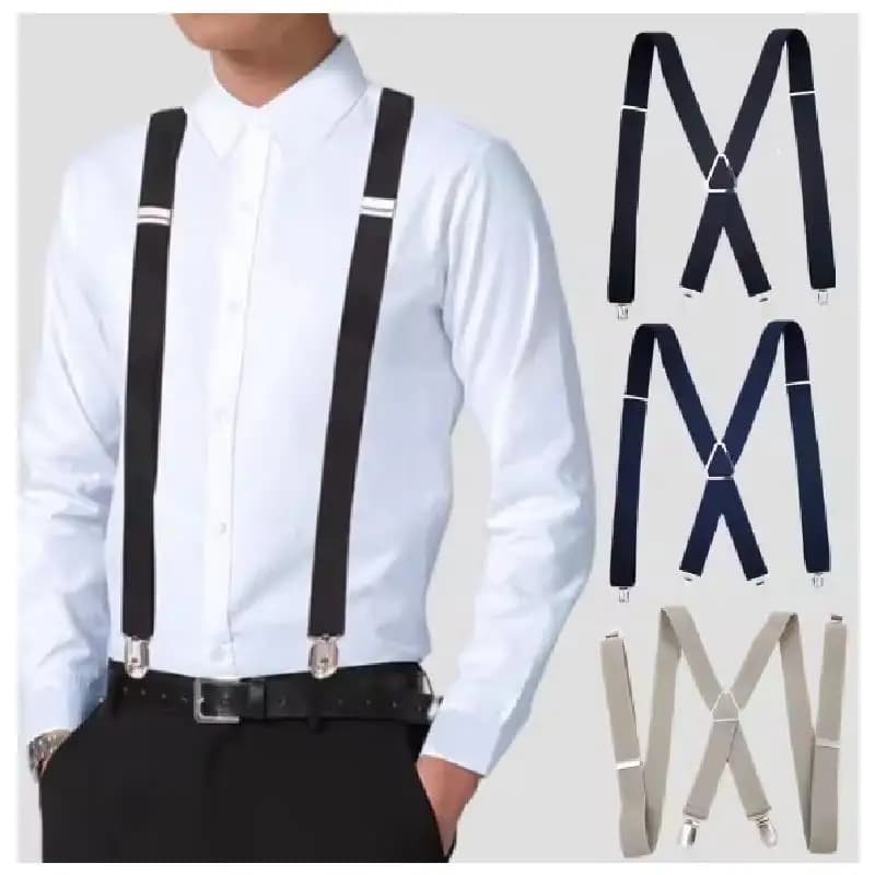 35/25/20mm Wide Men Suspenders High Elastic Adjustable 4 Strong Clips Suspender Heavy Duty X Back Trousers Braces