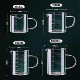 250/350/500/1000ml Glass Measuring Cup With Handle 1pc High Borosilicate Glass Milk Coffe Measuring Mug Heat-resistant Cup
