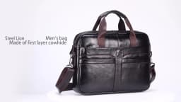 Leather Men's Briefcase, Large Capacity Business Office Bag, Cowhide Computer Bag, Can Be Carried by Hand or Shoulder