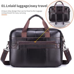 Leather Men's Briefcase, Large Capacity Business Office Bag, Cowhide Computer Bag, Can Be Carried by Hand or Shoulder