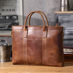 Vintage Genuine Leather Men's Briefcase 16" Laptop Bags Crazy Horse Leather Messenger Handbag Cowhide Handbag Idea Gift For Men