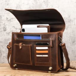 Luufan Men's Laptop Briefcase Genuine Leather Handbag Casual Daily Working Tote Male Computer Bag Shoulder Bags For A4 Documents