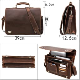 Luufan Men's Laptop Briefcase Genuine Leather Handbag Casual Daily Working Tote Male Computer Bag Shoulder Bags For A4 Documents