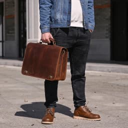Luufan Men's Laptop Briefcase Genuine Leather Handbag Casual Daily Working Tote Male Computer Bag Shoulder Bags For A4 Documents