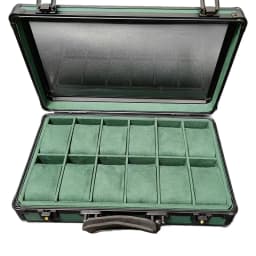 12 Slots Aluminum Jewelry Storage Box with Window, Clear Top Light Luxury Watch Case Organizer for Watches Briefcase