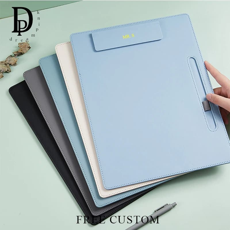 Business Office Custom Logo Clipboard A4 Paper File Pen Slot Engrave Name Teacher Doctor Wholesale Leather Luxury Writting Board
