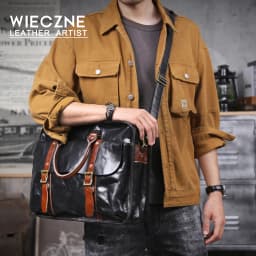 Genuine Leather Men's Brifecase 15 Inch Laptop Bags Simple Cowhide Messenger Bag Vegetable-tanned Leather Business Casual Style