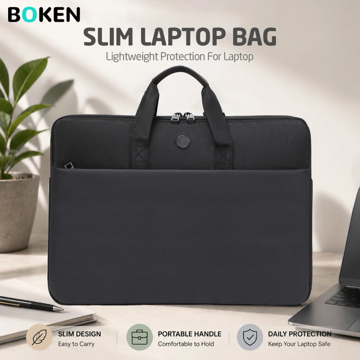 Laptop Briefcase Bag 14-16 Inch for HP Dell Lenovo ASUS Surface, Soft Lining Front Pocket Lightweight Laptop Sleeve for Office