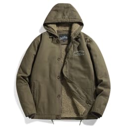 Men's Fleece Jacket Hooded Parkas Lamb Fur Lining Men's Winter Jackets Plush Men's Cold Jacket Thickening Motorcycle Jacket