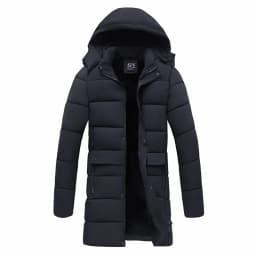 Men's Winter Detachable Hat Warm Fleece Jacket Parkas Casual Hooded Thick Cotton Jacket Medium Long Waterproof Thermal Parka