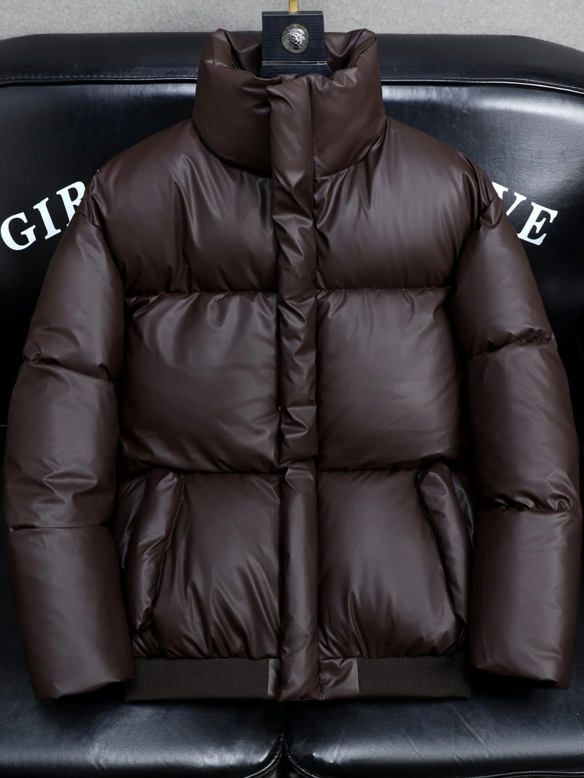 2025 Winter Men's Thickened down Cotton Jacket PU Leather Cold Resistance Warm Fashionable City Style Long Sleeve Regular Fit