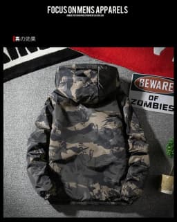 Men's Camouflage Parkas Jacket Autumn Winter Thickened Warm Waterproof Jacket Outdoor Hiking Fishing Hooded Cotton-padded Coats