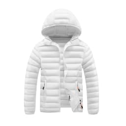 Mens Quilted Warm Parkas White Duck Down Padded Winter Jacket Hooded Mens Puffer Jacket Waterproof Lightweight Outdoor Outwear