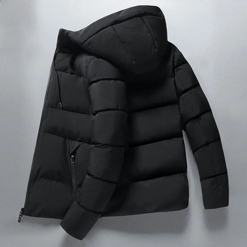 Men's Winter Thickened Hooded Cotton Jacket Warm Casual Fashionable Cold-resistant Cotton Coat Outerwear Polyester