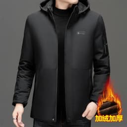 New Thick Velvet Parkas Coat Men Fashion Casual Fleece Warm Padded Jacket Winter Windproof Parkas Detachable Hooded Jacket